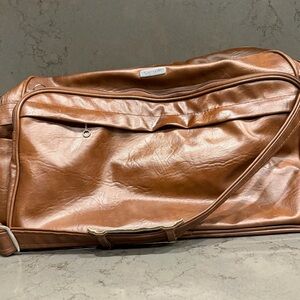 Samsonite Cognac Brown Leather-Style Duffel Bag